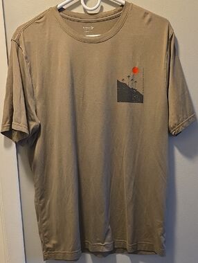 Old Navy Olive Short Sleeve Graphic Tee with Orange Accent